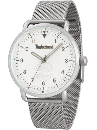 Front view of Timberland TBL15939JS.79MM Silver Stainless Steel Unisex Watch on white background