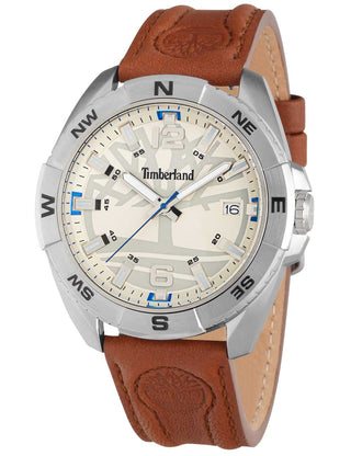 Front view of Timberland TDWGB2202109 Brown Leather Unisex Watch on white background