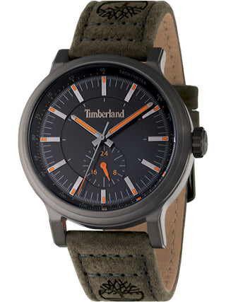 Front view of Timberland TDWGF2231003 Grey Leather Unisex Watch on white background