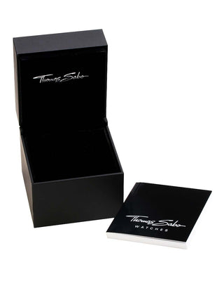 Angle shot of Thomas Sabo WA0152-201-203 Black Dial Silver Stainless Steel Unisex Watch on white background