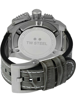 Angle shot of TW Steel Chronograph TW1114 Grey Silicone Unisex Watch on white background