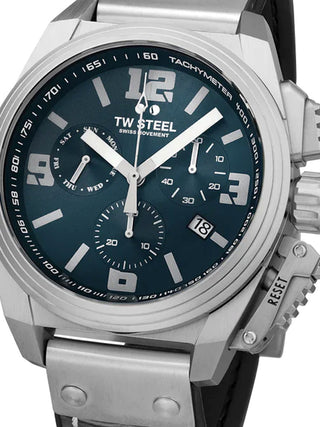 Front view of TW Steel Chronograph TW1114 Grey Silicone Unisex Watch on white background