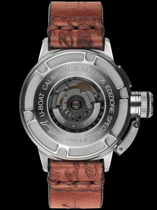 Angle shot of U-Boat 8106 Brown Leather Unisex Watch on white background