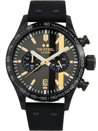 Angle shot of TW Steel Chronograph VS122 Black Unisex Watch on white background