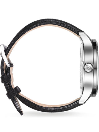 Angle shot of Thomas Sabo WA0210-218-203 Black Leather Unisex Watch on white background
