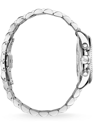 Angle shot of Thomas Sabo Chronograph WA0253-201-201 Silver Stainless Steel Womens Watch on white background