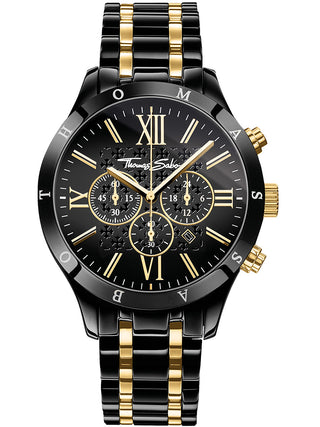 Front view of Thomas Sabo Chronograph WA0264-278-203 Black Stainless Steel Unisex Watch on white background