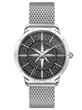 Front view of Thomas Sabo WA0349-201-203-42 Black Dial Silver Stainless Steel Unisex Watch on white background