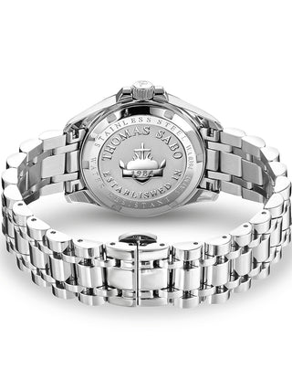 Angle shot of Thomas Sabo WA0394-201-201 Mother Of Pearl Dial Silver Stainless Steel Womens Watch on white background