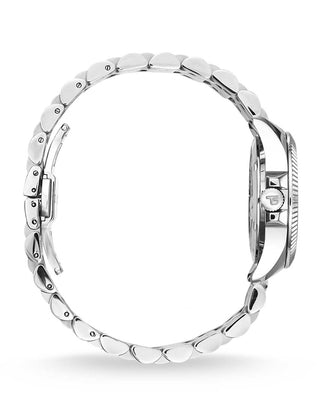 Angle shot of Thomas Sabo WA0421-201-201 Black Dial Silver Stainless Steel Womens Watch on white background