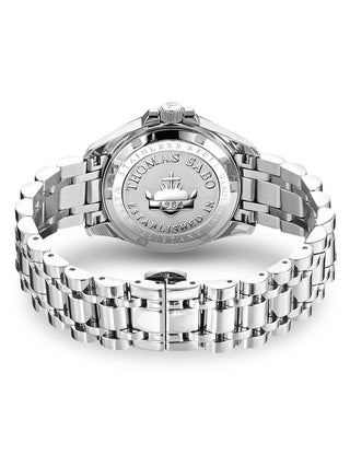Angle shot of Thomas Sabo WA0421-201-201 Black Dial Silver Stainless Steel Womens Watch on white background