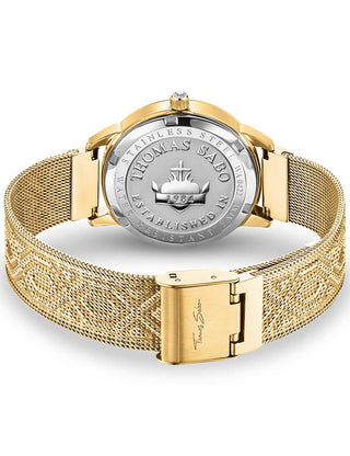 Angle shot of Thomas Sabo WA0422-264-207 Black Dial Gold Stainless Steel Womens Watch on white background