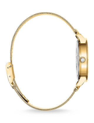 Angle shot of Thomas Sabo WA0422-264-207 Black Dial Gold Stainless Steel Womens Watch on white background