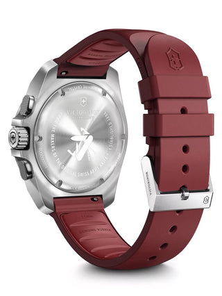 Angle shot of Victorinox Chronograph 241986 Red Dial Unisex Watch on white background