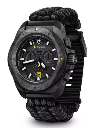 Angle shot of Victorinox Chronograph 241989.1 Black Unisex Watch on white background