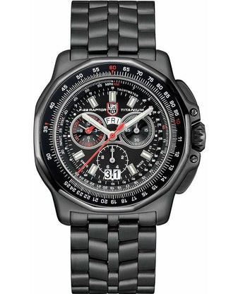 Front view of Luminox Chronograph XA.9272 Black Titanium Unisex Watch on white background