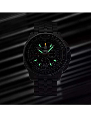 Angle shot of Luminox Chronograph XA.9272 Black Titanium Unisex Watch on white background