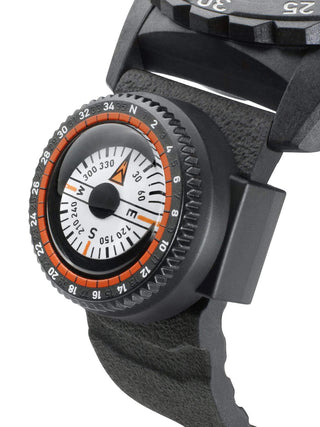 Angle shot of Luminox Chronograph XB.3745 Yellow Dial Black Strap Unisex Watch on white background