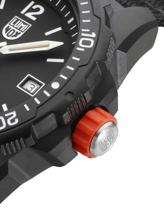 Angle shot of Luminox XB.3722.ECO Black Textile Unisex Watch on white background