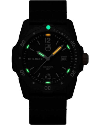 Angle shot of Luminox XB.3722.ECO Black Textile Unisex Watch on white background