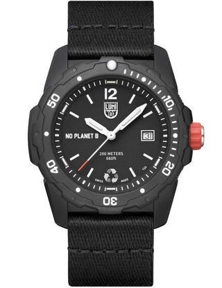 Front view of Luminox XB.3722.ECO Black Textile Unisex Watch on white background