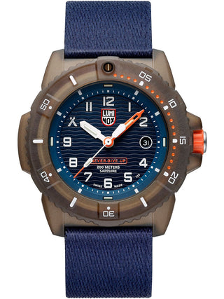 Angle shot of Luminox XB.3703 Blue Textile Unisex Watch on white background