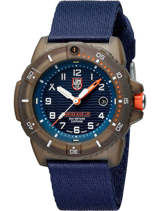 Angle shot of Luminox XB.3703 Blue Textile Unisex Watch on white background