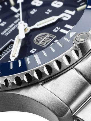 Angle shot of Luminox XS.0924 Blue Dial Silver Stainless Steel Unisex Watch on white background