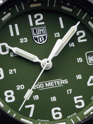 Angle shot of Luminox XS.3013.EVO.S Green Unisex Watch on white background