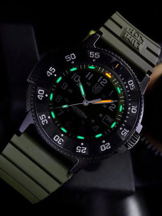 Angle shot of Luminox XS.3013.EVO.S Green Unisex Watch on white background