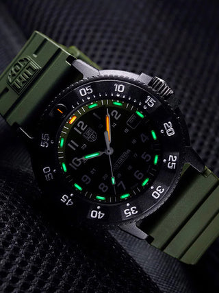 Angle shot of Luminox XS.3013.EVO.S Green Unisex Watch on white background