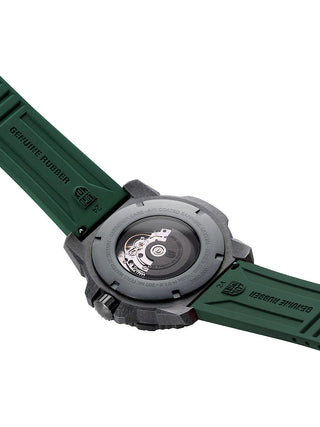 Angle shot of Luminox XS.3877 Black Dial Green Strap Unisex Watch on white background