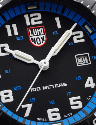 Angle shot of Luminox XS.0324 Black Silicone Unisex Watch on white background