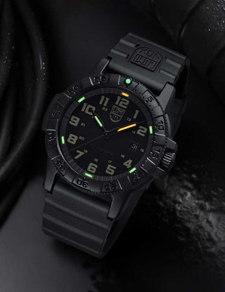 Angle shot of Luminox XS.0330 Black Silicone Unisex Watch on white background