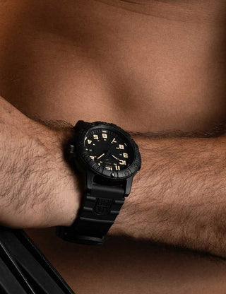 Angle shot of Luminox XS.0330 Black Silicone Unisex Watch on white background