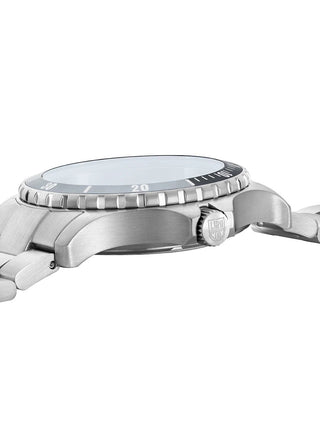 Angle shot of Luminox XS.0941 Black Dial Silver Stainless Steel Unisex Watch on white background