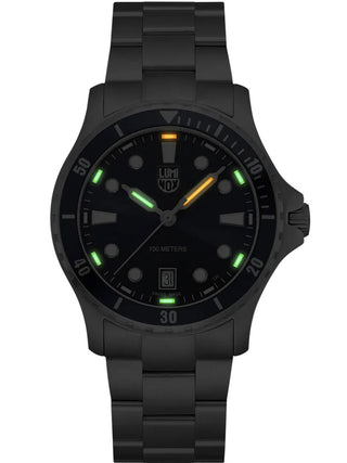 Angle shot of Luminox XS.0943 Blue Dial Silver Stainless Steel Unisex Watch on white background