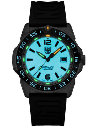 Angle shot of Luminox XS.3101.H White Dial Black Strap Unisex Watch on white background