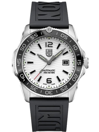 Front view of Luminox XS.3101.H White Dial Black Strap Unisex Watch on white background