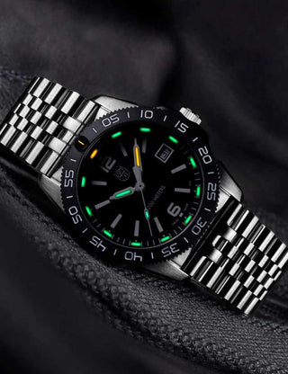 Angle shot of Luminox XS.3122M.1 Black Dial Silver Stainless Steel Unisex Watch on white background