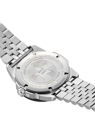 Angle shot of Luminox XS.3126M Mother Of Pearl Dial Silver Stainless Steel Unisex Watch on white background