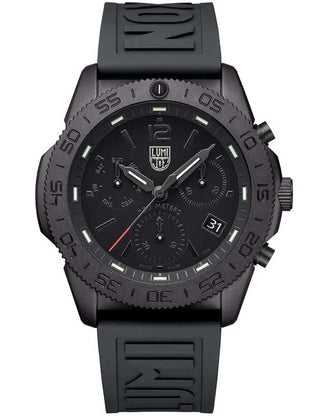 Angle shot of Luminox Chronograph XS.3141.BO.1.SET Black Unisex Watch on white background