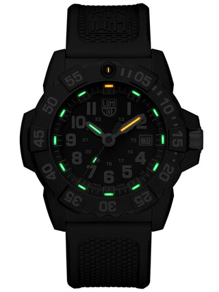 Angle shot of Luminox XS.3501.F Black Silicone Unisex Watch on white background
