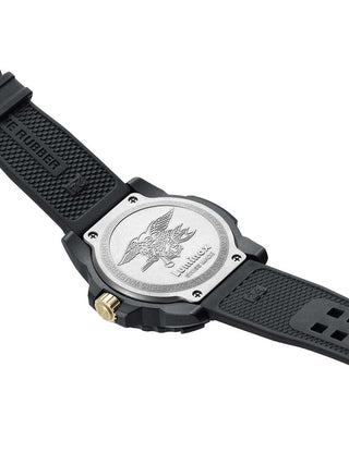 Angle shot of Luminox XS.3508.GOLD Grey Dial Black Strap Unisex Watch on white background