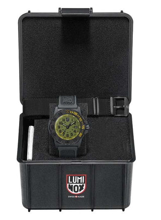 Angle shot of Luminox XS.3517.NSF.SET Green Dial Black Textile Unisex Watch on white background