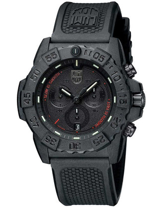 Angle shot of Luminox Chronograph XS.3581.SIS Black Unisex Watch on white background