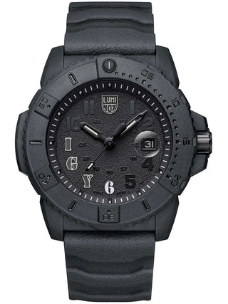 Front view of Luminox XS.3611.IGY6.NSF Black Silicone Unisex Watch on white background