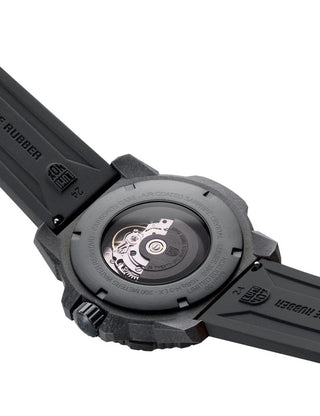 Angle shot of Luminox XS.3865.GOLD Black Silicone Unisex Watch on white background