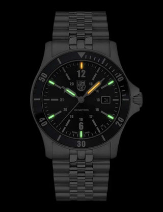 Angle shot of Luminox XS.0913 Blue Dial Silver Stainless Steel Unisex Watch on white background