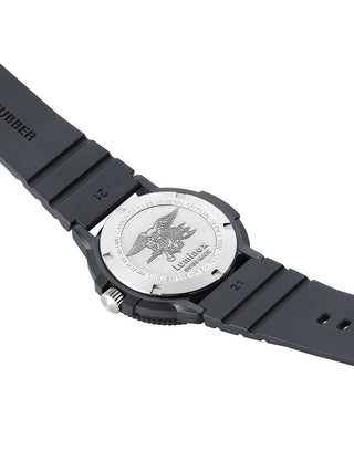 Angle shot of Luminox XS.3003.EVO.S Blue Dial Black Silicone Unisex Watch on white background